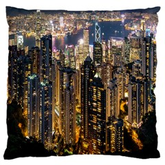 Panorama Urban Landscape Town Center Large Cushion Case (two Sides) by Simbadda