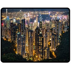 Panorama Urban Landscape Town Center Double Sided Fleece Blanket (medium)  by Simbadda