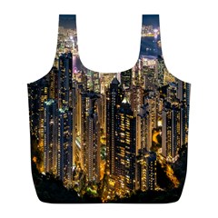 Panorama Urban Landscape Town Center Full Print Recycle Bags (l)  by Simbadda