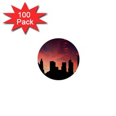 Skyline Panoramic City Architecture 1  Mini Buttons (100 Pack)  by Simbadda