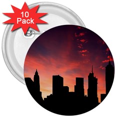 Skyline Panoramic City Architecture 3  Buttons (10 Pack)  by Simbadda