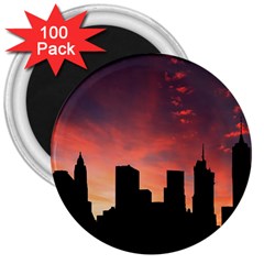 Skyline Panoramic City Architecture 3  Magnets (100 Pack) by Simbadda