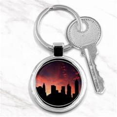 Skyline Panoramic City Architecture Key Chains (round)  by Simbadda