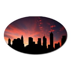 Skyline Panoramic City Architecture Oval Magnet by Simbadda