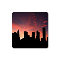 Skyline Panoramic City Architecture Square Magnet by Simbadda