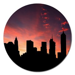 Skyline Panoramic City Architecture Magnet 5  (round) by Simbadda