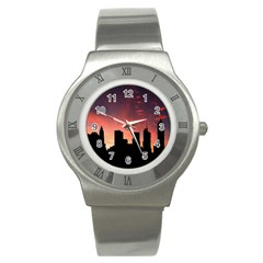 Skyline Panoramic City Architecture Stainless Steel Watch by Simbadda