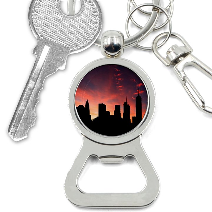 Skyline Panoramic City Architecture Button Necklaces