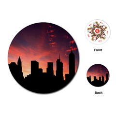 Skyline Panoramic City Architecture Playing Cards (round)  by Simbadda