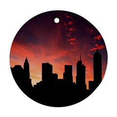 Skyline Panoramic City Architecture Round Ornament (two Sides)