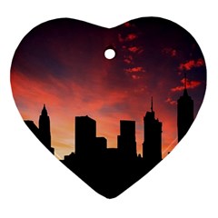 Skyline Panoramic City Architecture Heart Ornament (two Sides)