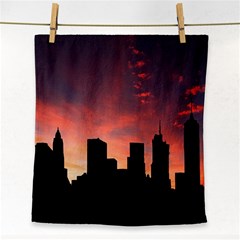 Skyline Panoramic City Architecture Face Towel by Simbadda