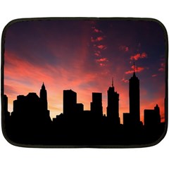 Skyline Panoramic City Architecture Double Sided Fleece Blanket (mini)  by Simbadda