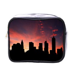 Skyline Panoramic City Architecture Mini Toiletries Bags by Simbadda