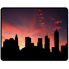 Skyline Panoramic City Architecture Fleece Blanket (medium)  by Simbadda