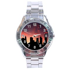 Skyline Panoramic City Architecture Stainless Steel Analogue Watch by Simbadda