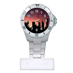 Skyline Panoramic City Architecture Plastic Nurses Watch by Simbadda