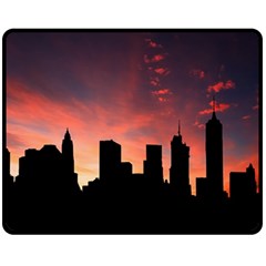 Skyline Panoramic City Architecture Double Sided Fleece Blanket (medium)  by Simbadda