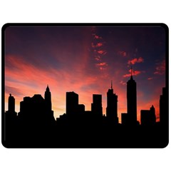 Skyline Panoramic City Architecture Double Sided Fleece Blanket (large)  by Simbadda