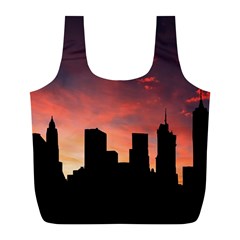 Skyline Panoramic City Architecture Full Print Recycle Bags (l)  by Simbadda