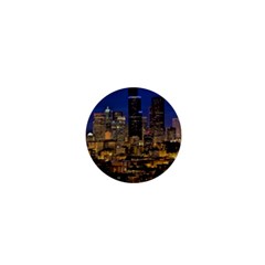 Skyline Downtown Seattle Cityscape 1  Mini Buttons by Simbadda