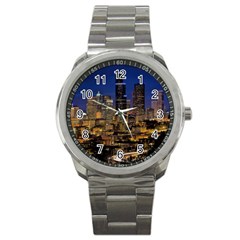 Skyline Downtown Seattle Cityscape Sport Metal Watch by Simbadda