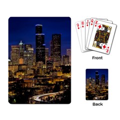 Skyline Downtown Seattle Cityscape Playing Card by Simbadda