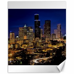 Skyline Downtown Seattle Cityscape Canvas 11  X 14   by Simbadda