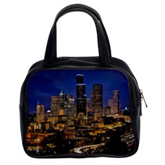 Skyline Downtown Seattle Cityscape Classic Handbags (2 Sides) by Simbadda