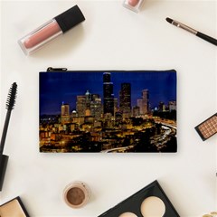 Skyline Downtown Seattle Cityscape Cosmetic Bag (small)  by Simbadda