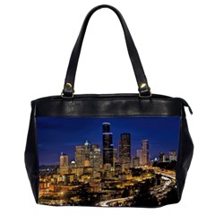 Skyline Downtown Seattle Cityscape Office Handbags (2 Sides)  by Simbadda