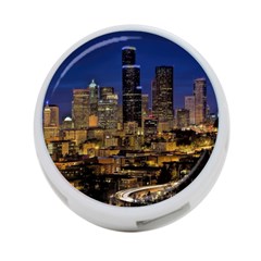 Skyline Downtown Seattle Cityscape 4-port Usb Hub (one Side) by Simbadda