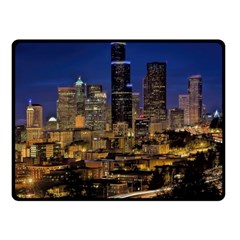 Skyline Downtown Seattle Cityscape Fleece Blanket (small) by Simbadda