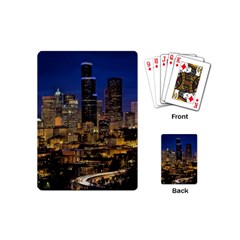 Skyline Downtown Seattle Cityscape Playing Cards (mini)  by Simbadda