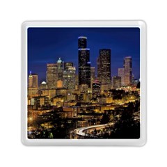 Skyline Downtown Seattle Cityscape Memory Card Reader (square)  by Simbadda