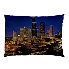 Skyline Downtown Seattle Cityscape Pillow Case (two Sides) by Simbadda