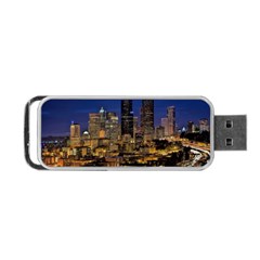 Skyline Downtown Seattle Cityscape Portable Usb Flash (two Sides) by Simbadda