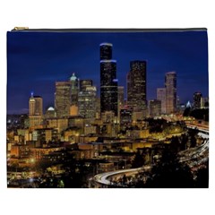 Skyline Downtown Seattle Cityscape Cosmetic Bag (xxxl)  by Simbadda