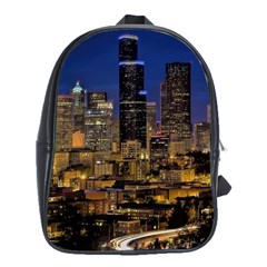 Skyline Downtown Seattle Cityscape School Bag (xl) by Simbadda