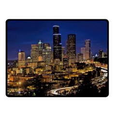 Skyline Downtown Seattle Cityscape Double Sided Fleece Blanket (small)  by Simbadda