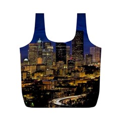 Skyline Downtown Seattle Cityscape Full Print Recycle Bags (m)  by Simbadda