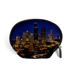 Skyline Downtown Seattle Cityscape Accessory Pouches (small)  by Simbadda