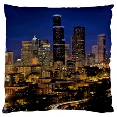 Skyline Downtown Seattle Cityscape Standard Flano Cushion Case (one Side) by Simbadda