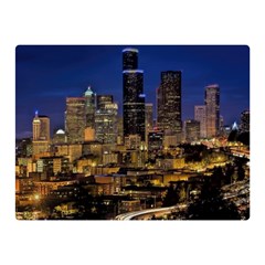 Skyline Downtown Seattle Cityscape Double Sided Flano Blanket (mini)  by Simbadda