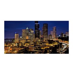 Skyline Downtown Seattle Cityscape Satin Wrap by Simbadda