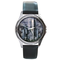 Digital Art City Cities Urban Round Metal Watch by Simbadda