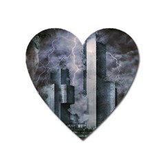 Digital Art City Cities Urban Heart Magnet by Simbadda