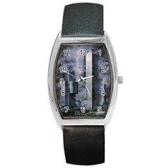 Digital Art City Cities Urban Barrel Style Metal Watch