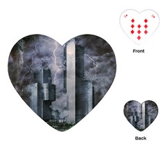 Digital Art City Cities Urban Playing Cards (heart) 