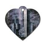 Digital Art City Cities Urban Dog Tag Heart (One Side) Front